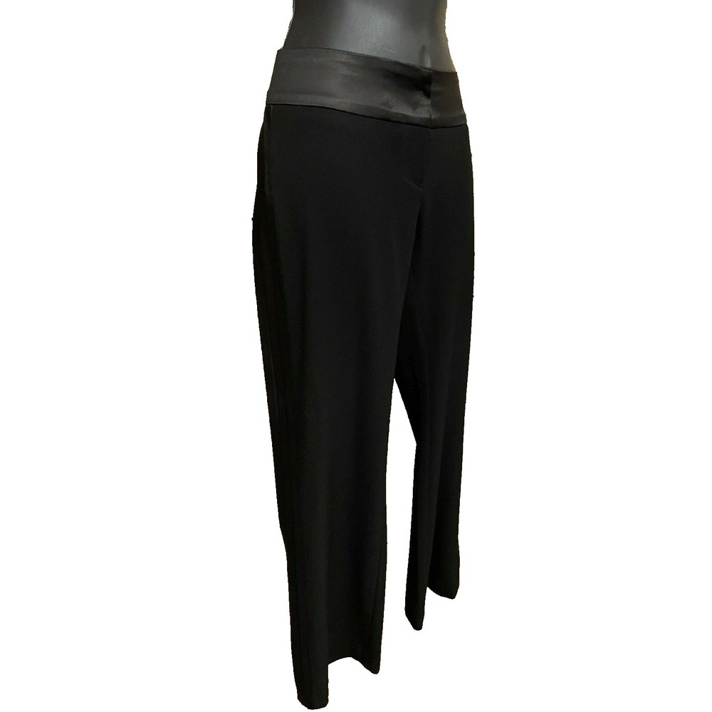 Cache Womens Low Rise Tuxedo Satin Cummberbund Pants Size 2 Black Knit Stretch - Picture 4 of 13